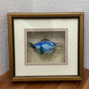 2001 KELVIN CHEN Enamel Lidded Tea Pot Starry Night Vangogh Mini Teapot Framed
